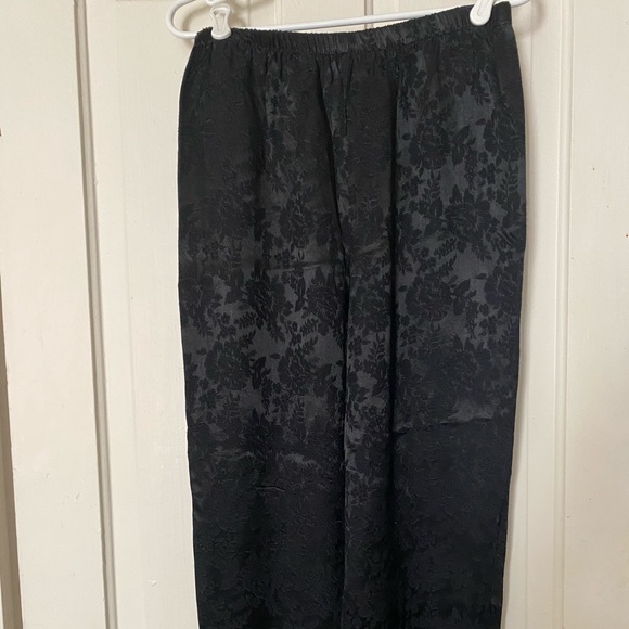 Pants - Vintage jacquard floral black pants